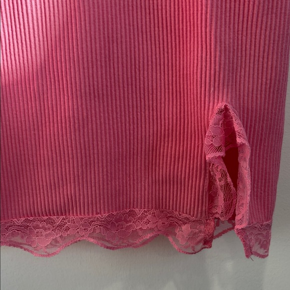 New Pink dolls kill Lace Trim ribbed knit Mini cami Dress small nwot - Picture 4 of 7
